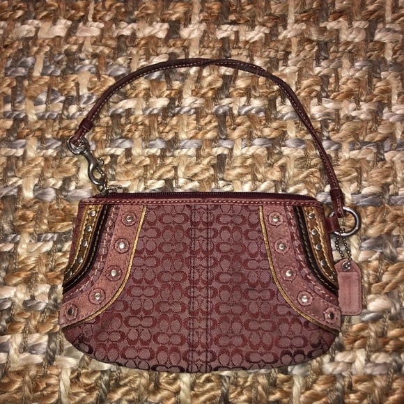 Coach Burgundy Canvas Soho Wristlet - Picture 8 of 12
